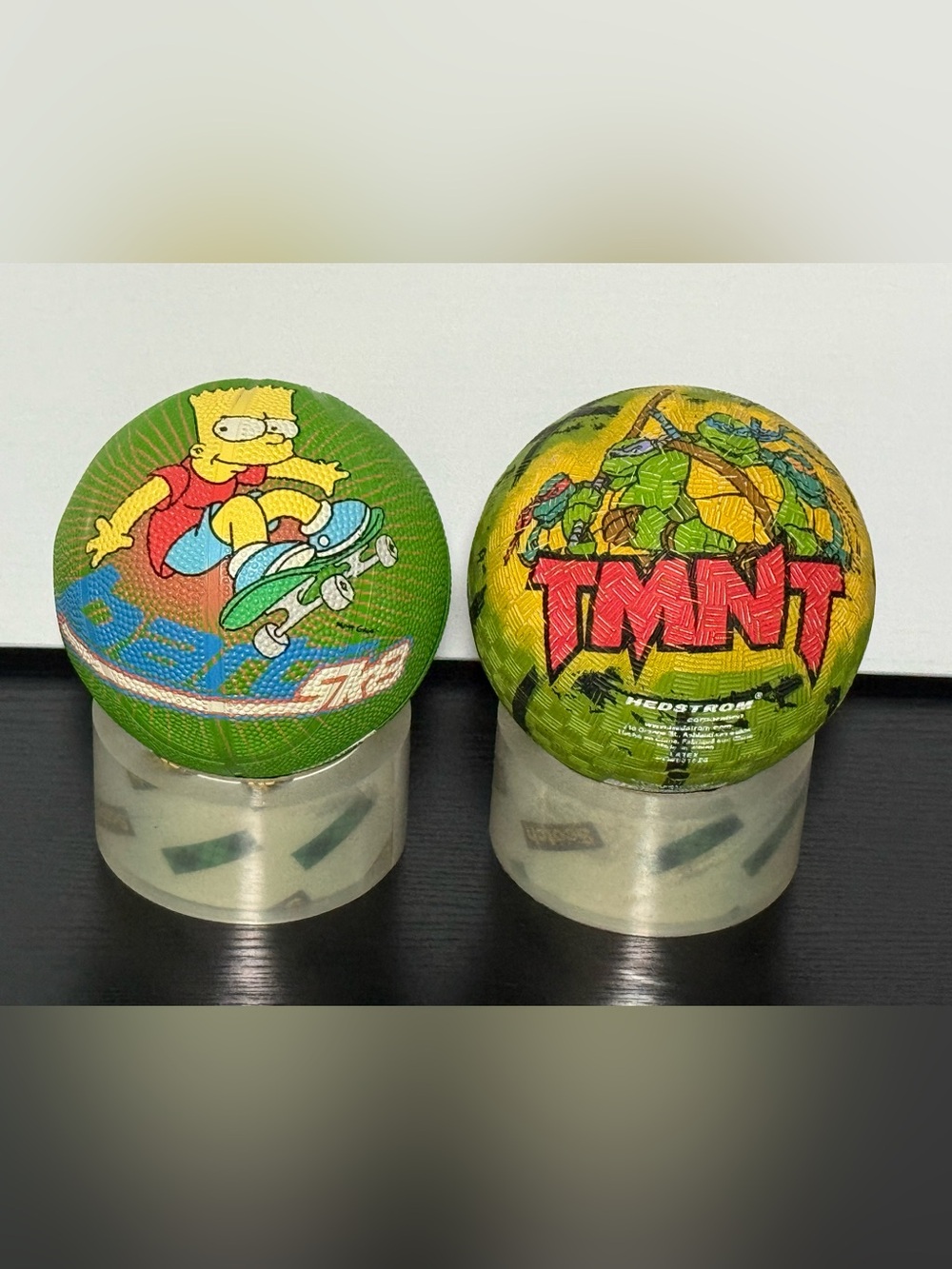 (2) Vintage Y2K “BART Simpson” & “TMNT” Small Green Rubber Balls